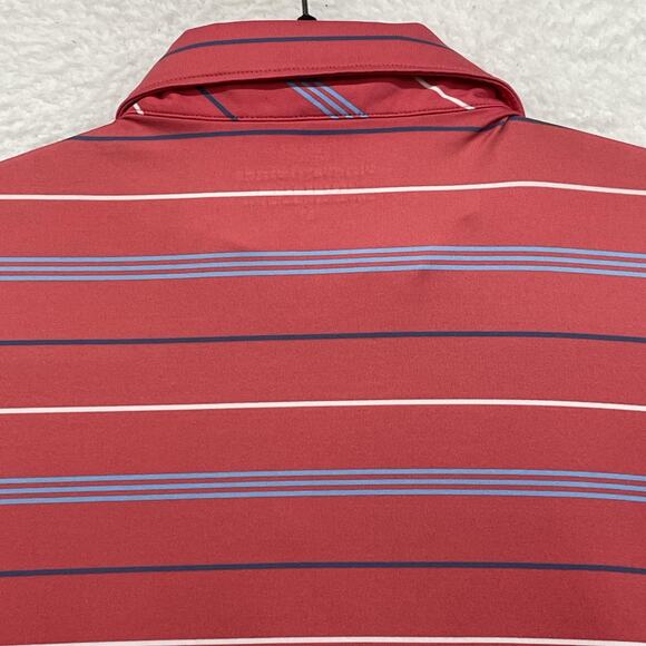 Vineyard Vines Polo Shirt Mens Medium Red Striped Performance Golf RFR Whale - Picture 7 of 12